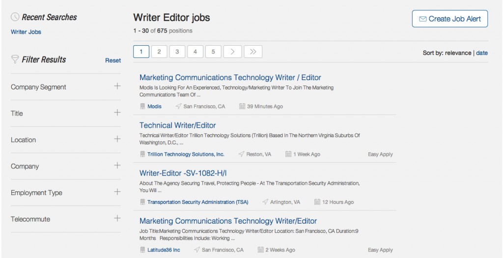 job sites for technical writers