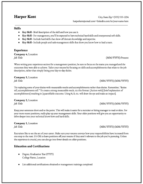 hybrid resume example