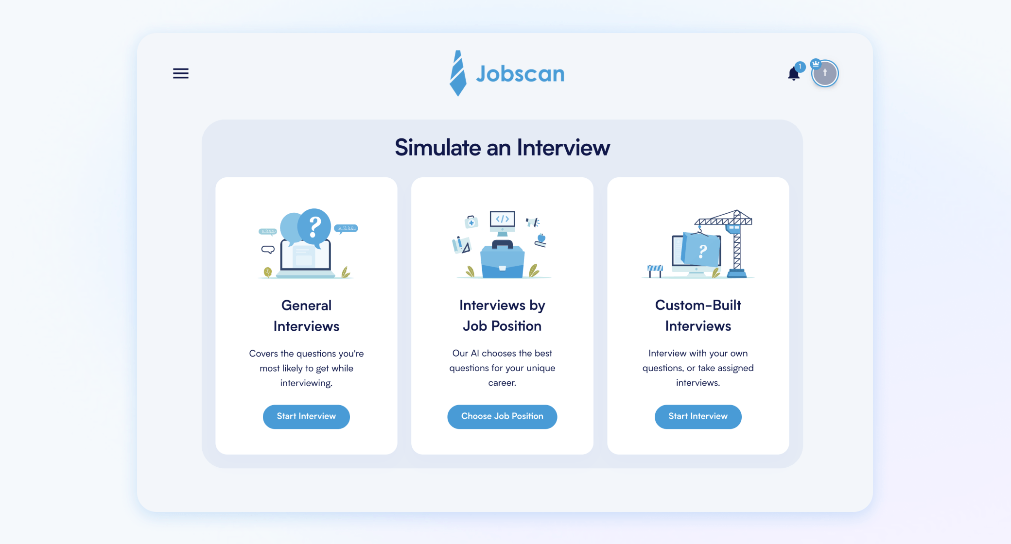 Simulate an Interview: General Interviews, Interviews by Job Position, or Custom-Built Interviews
