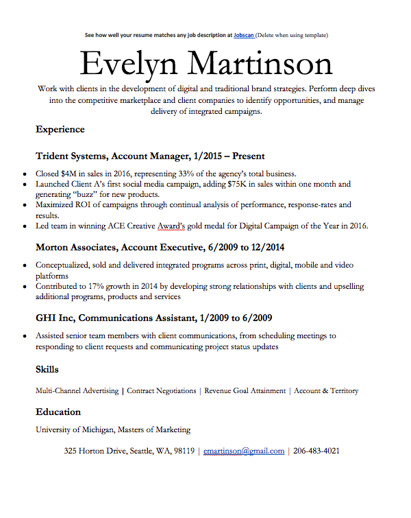 advertising resume templates