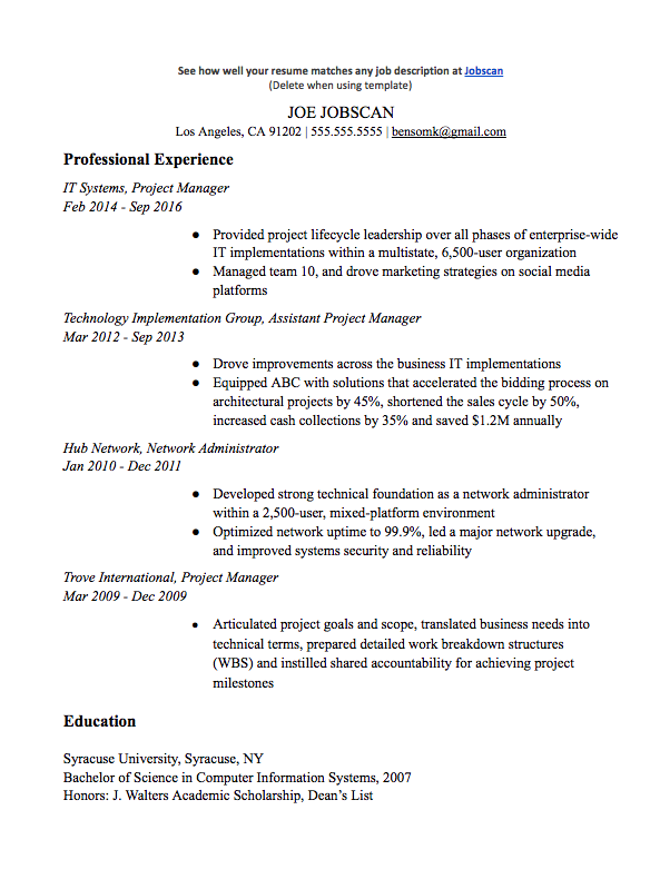 resume improved