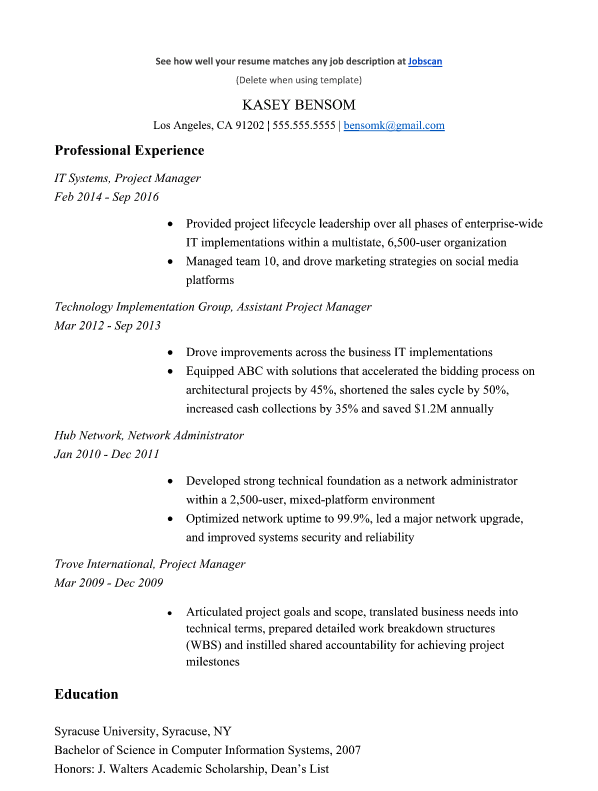 resume improved