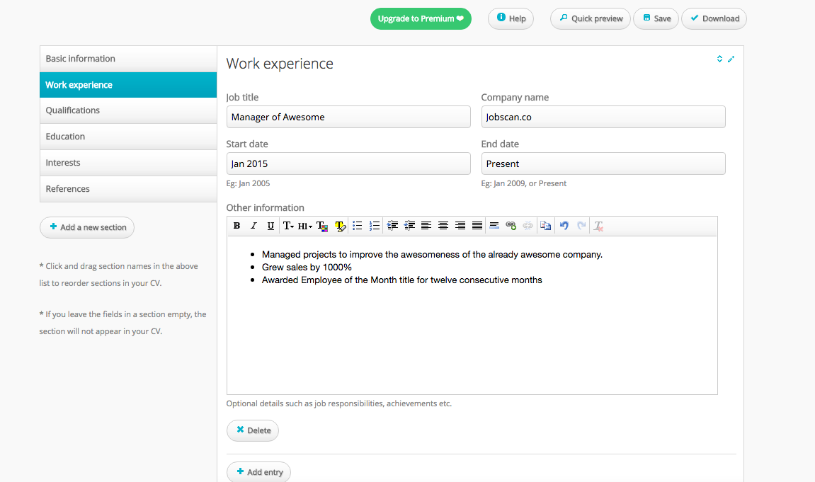 resume builders jobscan empty resume