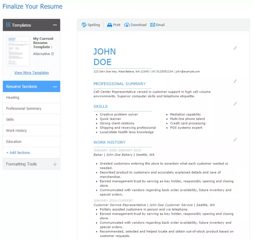 cv builder livecareer