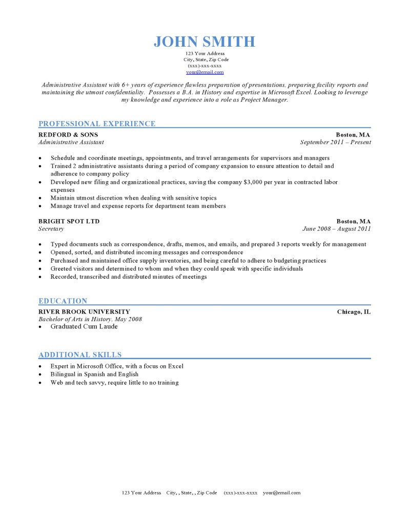 Non chronological resume samples