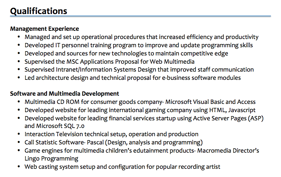 Are skills and qualifications the same on a resume