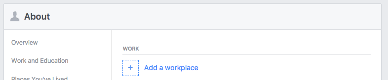 Jobs on Facebook About section