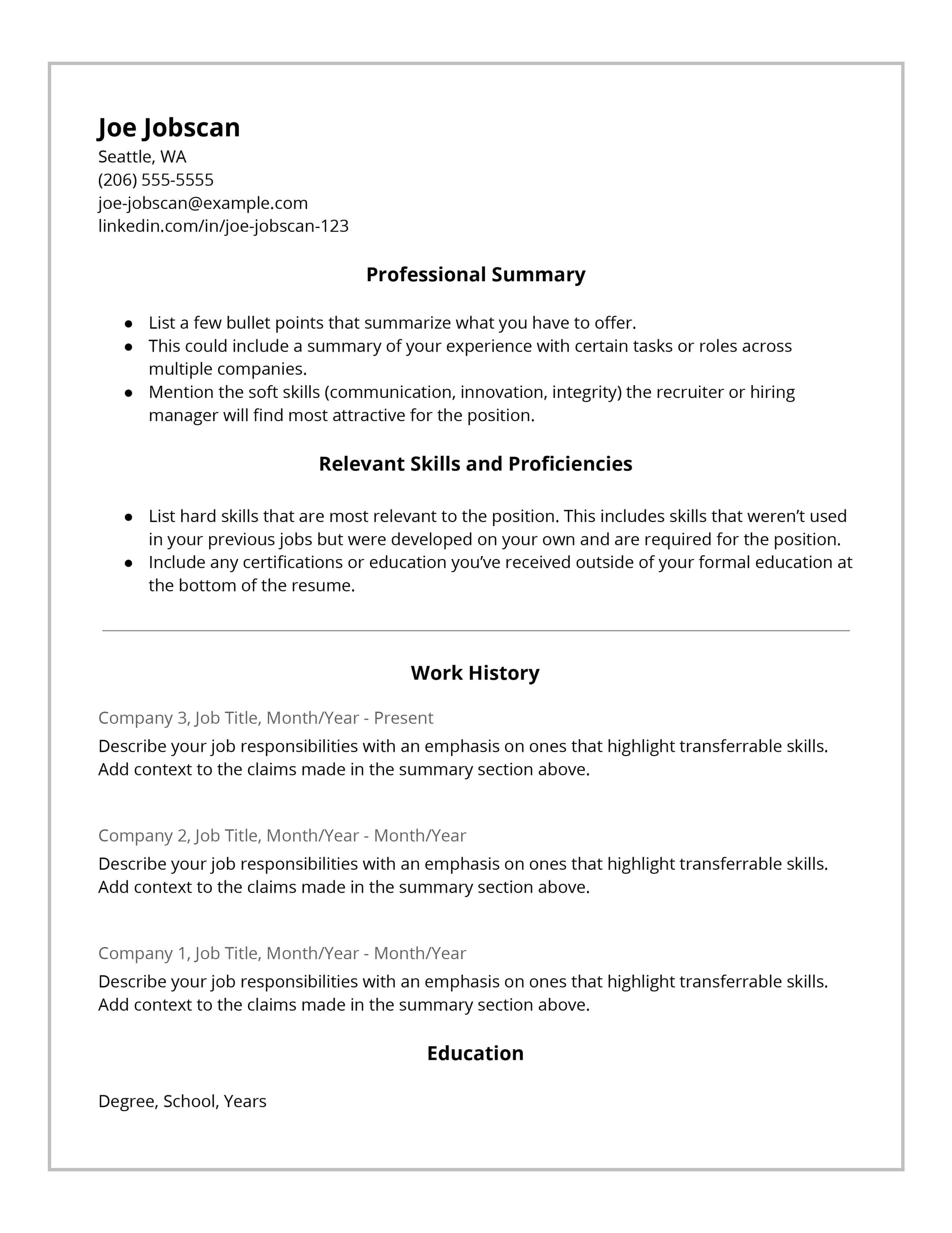 non functional resume