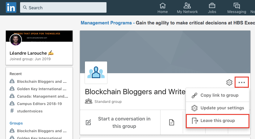 how to leave linkedin groups