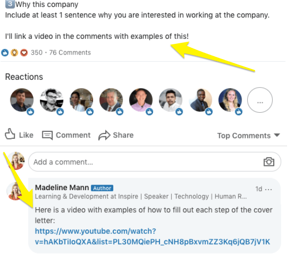 When you post on LinkedIn, put the link in the comments