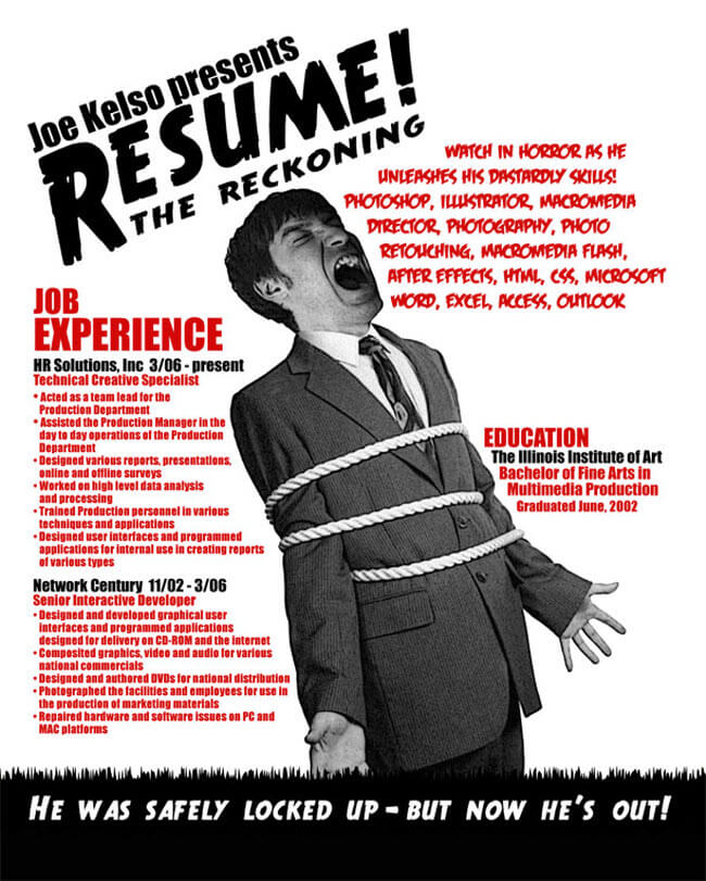 Scary resume from Joe Kelso