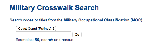 ONET Military Crosswalk Search