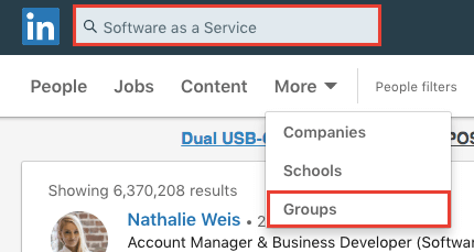 linkedin search groups