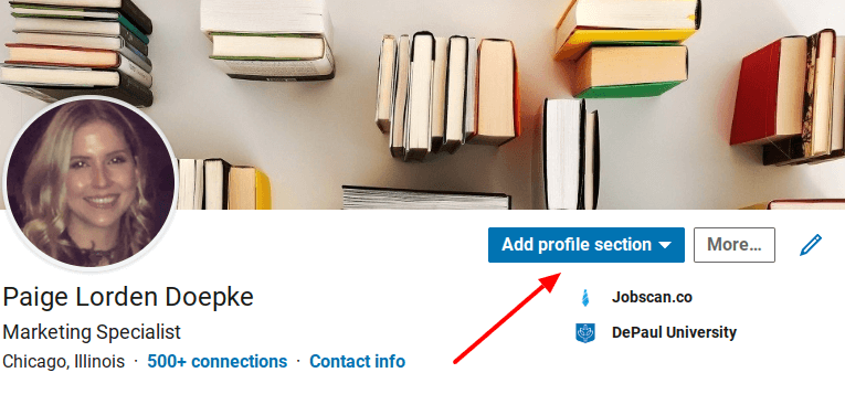 linkedin add profile button