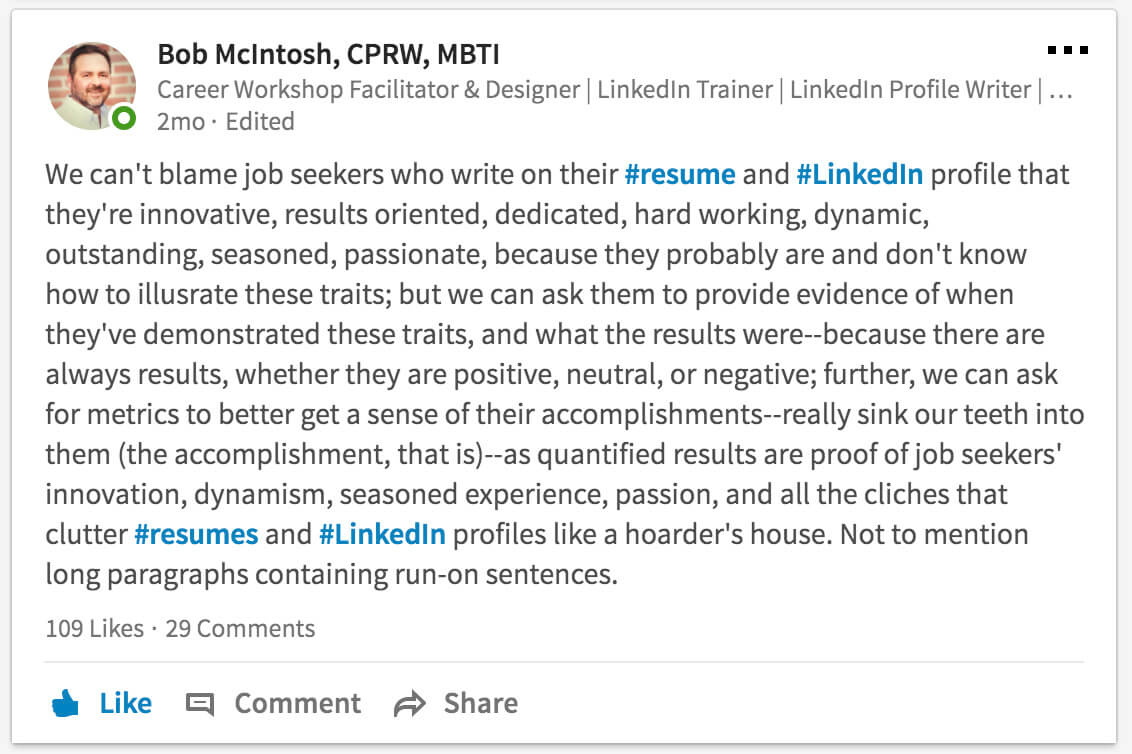 Who to follow on LinkedIn? Bob McIntosh.