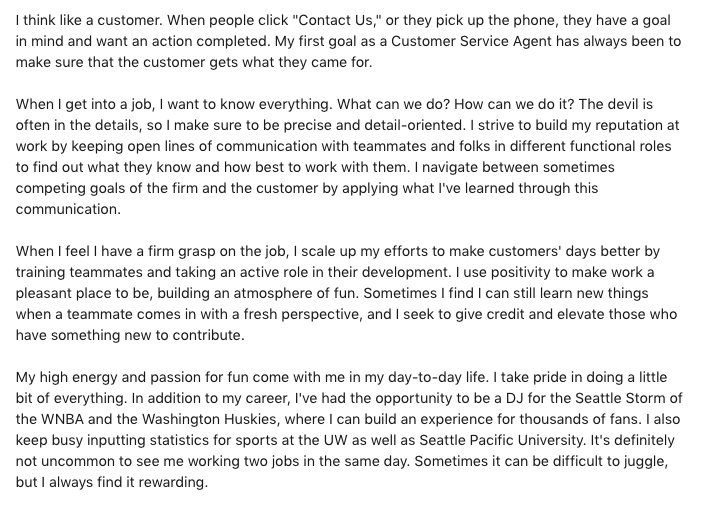 LinkedIn Summary example