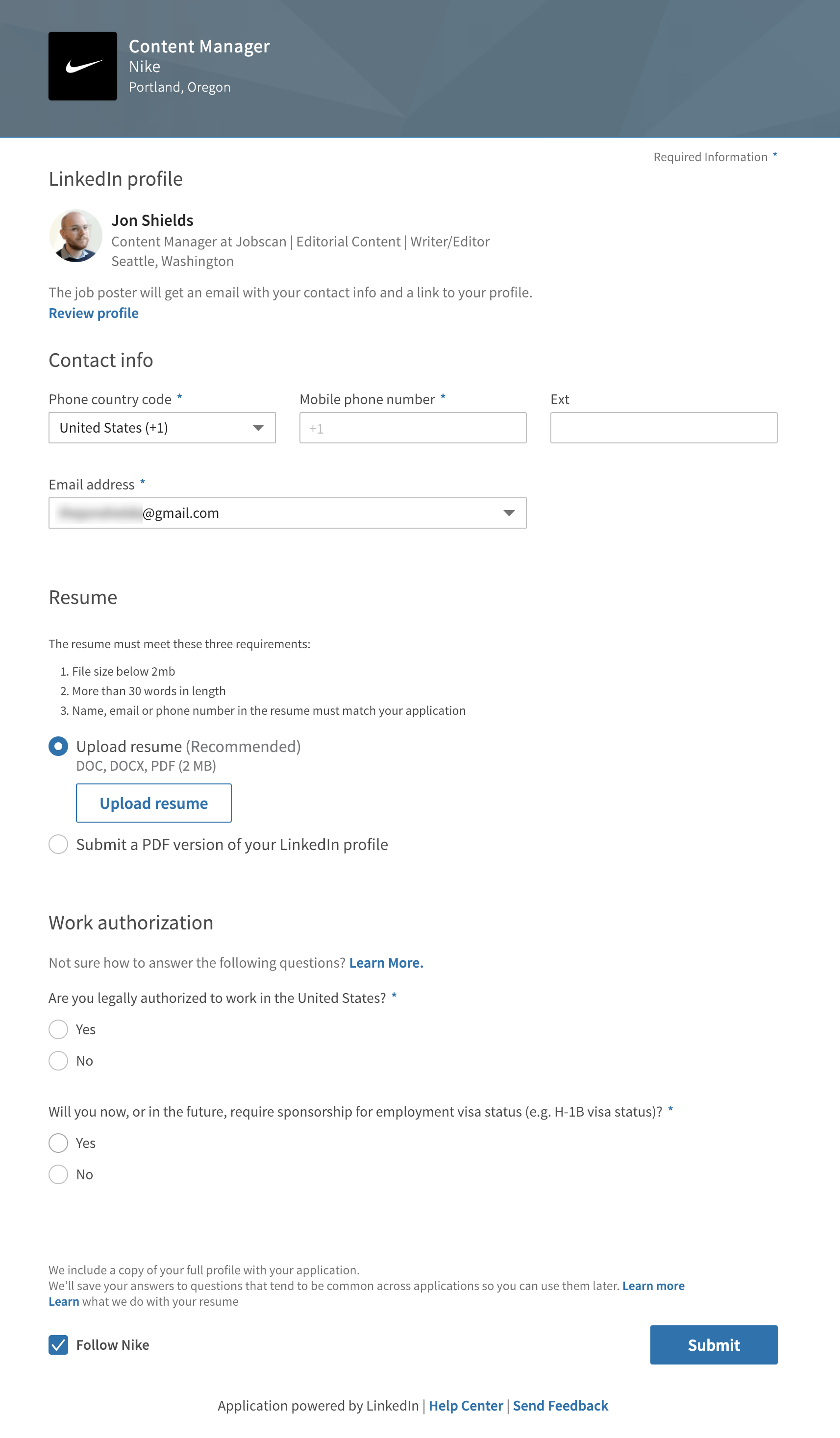 nike store job application pdf