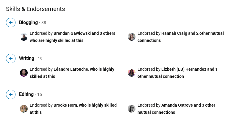 linkedin endorsements screenshot