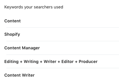 LinkedIn search keywords