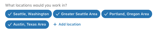 LinkedIn Jobs career interests location setting