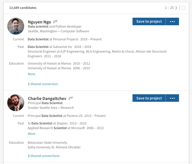 LinkedIn Recruiter search - keywords