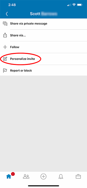 How to send a personalized invitation request on LinkedIn mobile