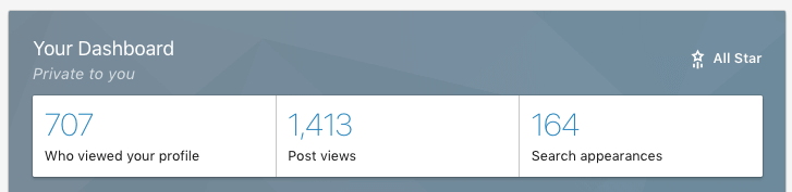LinkedIn Search Appearances under your summary